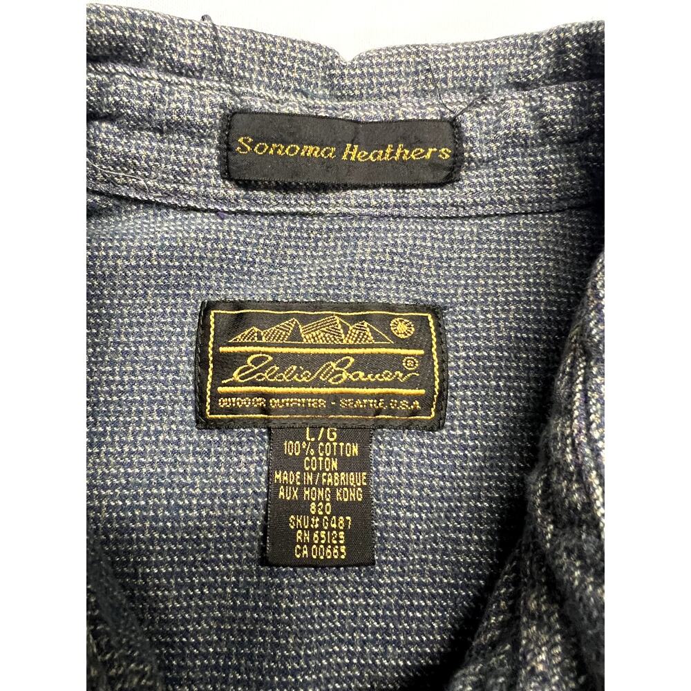 Vintage Eddie Bauer Men's Large Sonoma Heathers Button Down Shirt Gray Cotton - Picture 3 of 7